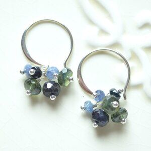 Real Sapphire Earrings in Sterling Silver - Handmade in Canada